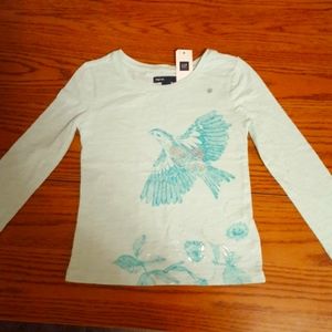 NWT Gap girls top green w/bird design sz 4/5